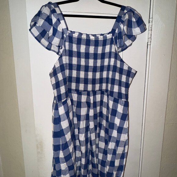 Old Navy - Blue & White Gingham Smocked Mini Dress (Size XL) - Picture 4 of 5